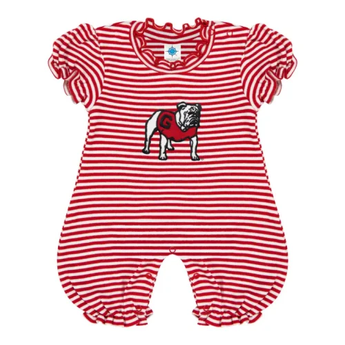 Georgia Bulldogs Infant Striped Puff Sleeve Romper