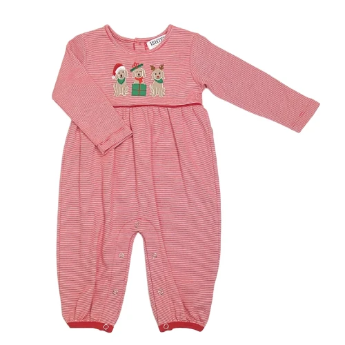 Christmas Dog Trio Girl's Romper