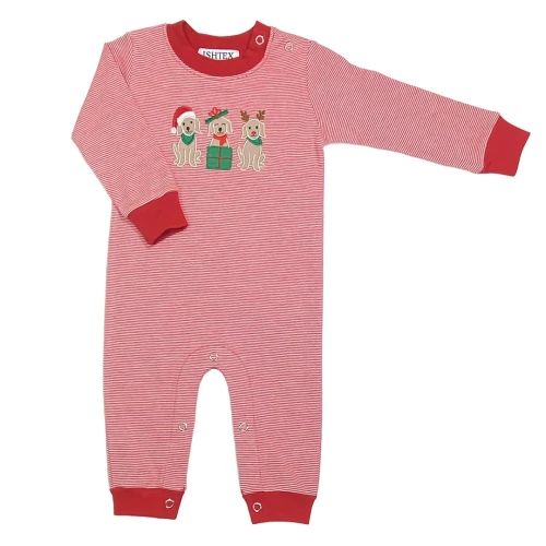 Christmas Dog Trio Boy's Romper 