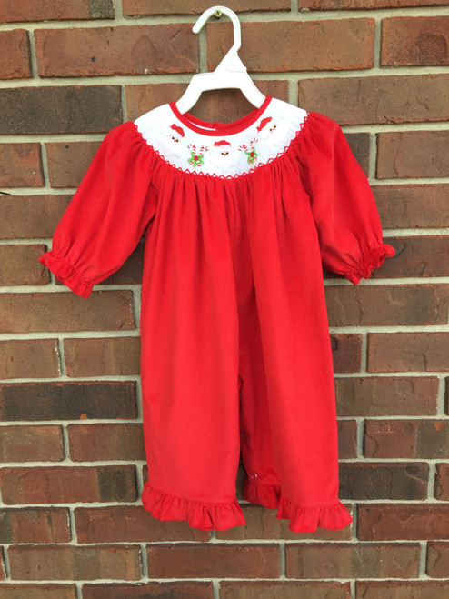 Mom & Me  Smocked Santa Candy Cane Romper