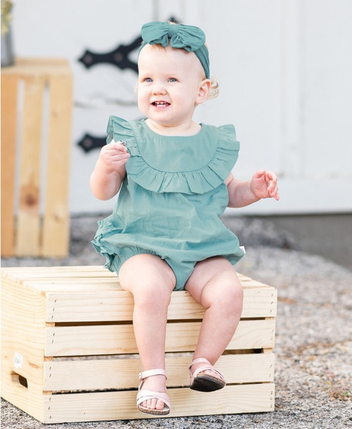 Ruffle Butts   Marine Blue Stub Romper 