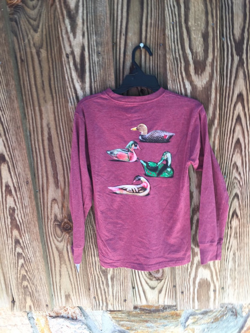 JT Duck LS Blend Tee Har Maroon Blend 
