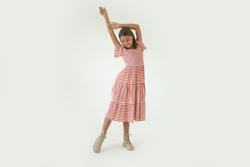 Lily Dress  Brick Stripe    