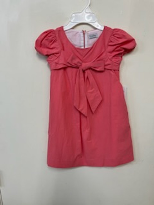 Dress Puffed Sleeve Front Tie Coral 