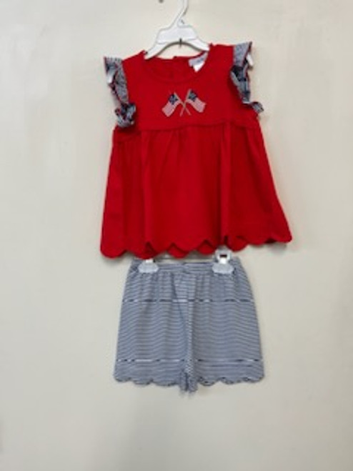 Flag Applique Girl Short Set