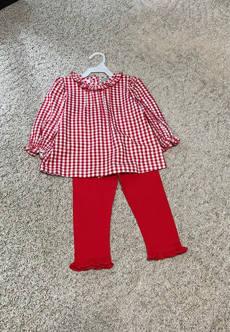 Pinch Pleant Top / Pants-Red Gingham 