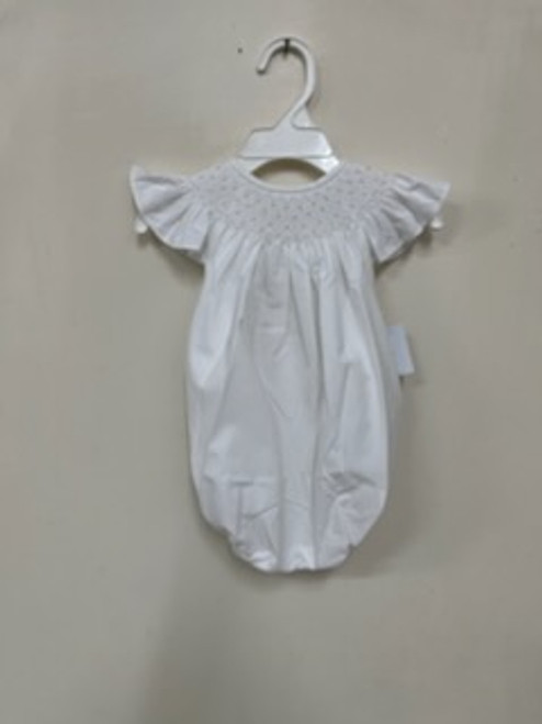 Catherine Pearl White Smocked Bubble Catherine Pearl White Smocked Bubble
