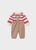 Newborn Boy Dungaree with Striped Polo Set