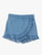 Light Wash Stretch Denim Ruffle Skort