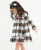 Plaid Long Sleeve Ruffle Hem Dress