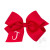 Monogrammed Grosgrain Hair Bow Red White Initial 
