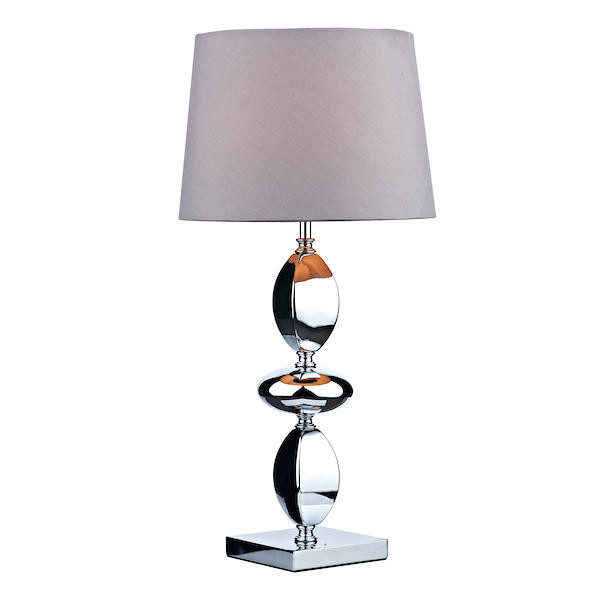Wickford Polished Chrome with Grey Tapered Shade Table Lamp