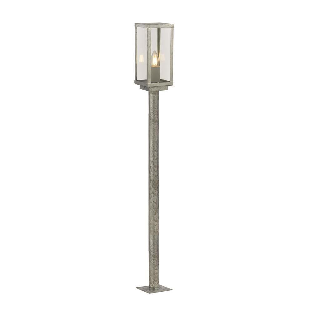 Box II Galvanised Silver with Clear Diffuser IP44 Post Light
