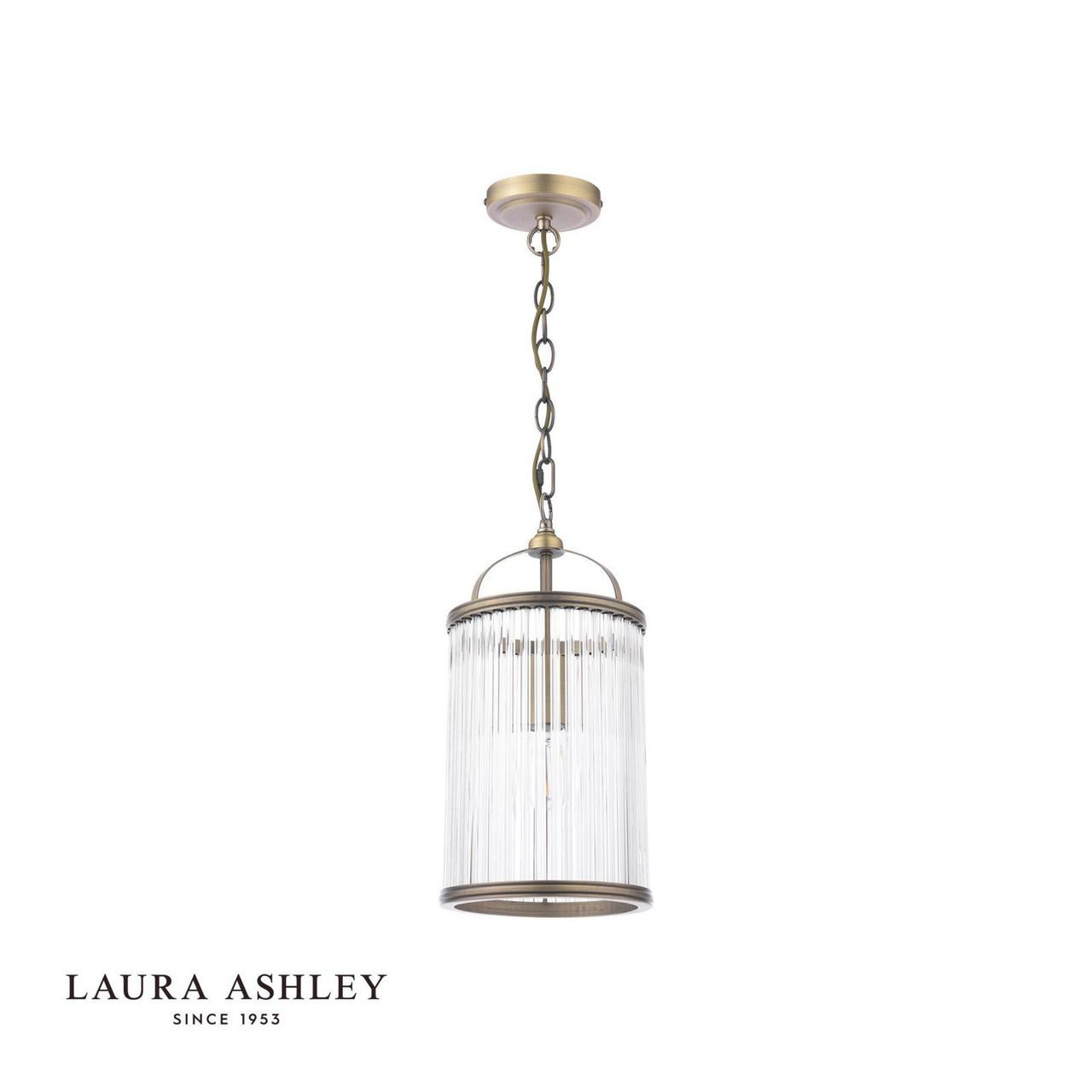 LAURA ASHLEY ペンダント Sutton Matt Antique Brass with Ribbed Glass Shade Pendant Light