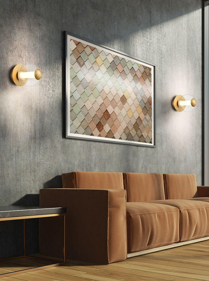 Beacon Satin Brass with Opal Diffuser and Clear Sphere LED Wall or ...