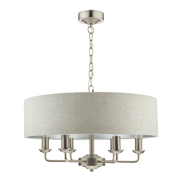 Sorrento 6 Light Brushed Chrome with Shade Ceiling Light