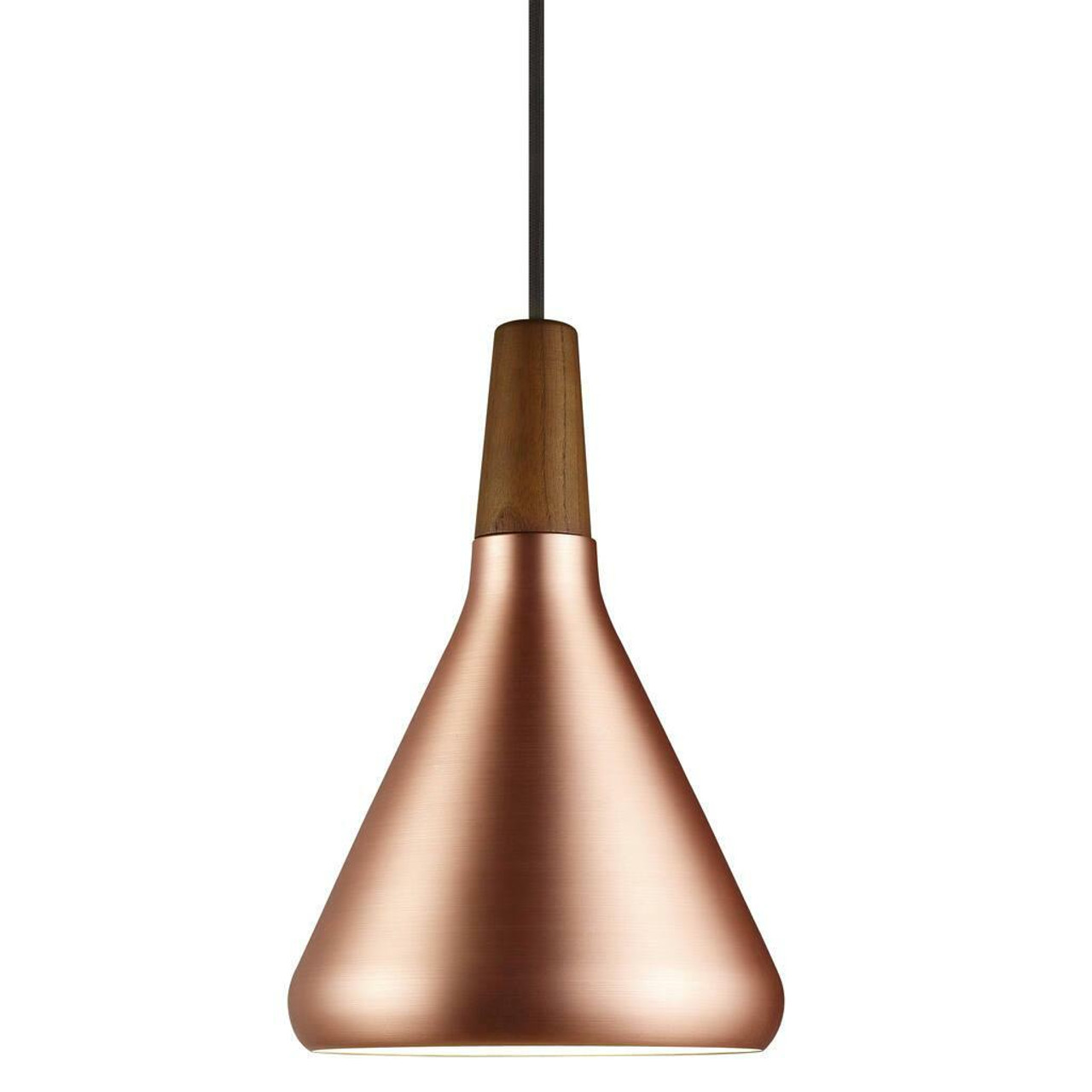 Copper and wood pendant shop light