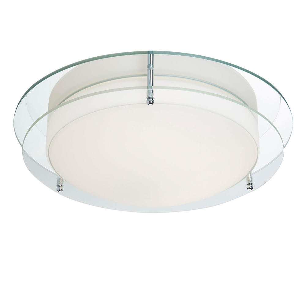 Searchlight Lighting 1910-28 Dual Light Bathroom Flush Ceiling Fitting in White Finish N15878