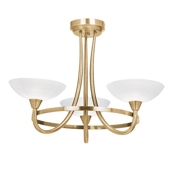 Cagney Light Antique Brass with Opal Glass Semi-Flush Ceiling Light