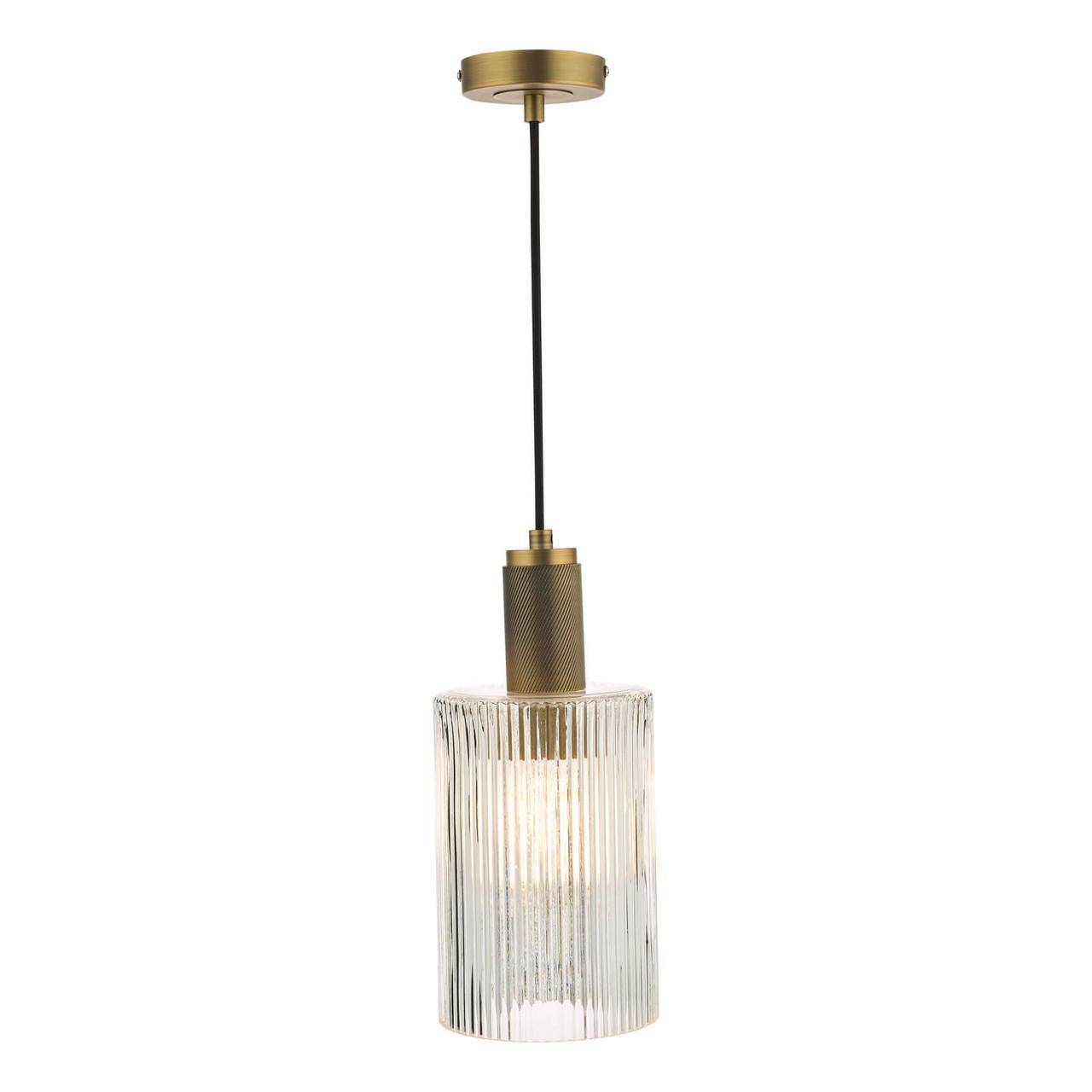 Edmond Polished Chrome and Ribbed Glass Pendant Light