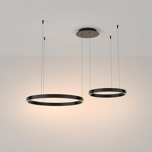 Rim 2 Light Black 61W LED Ringed Pendant Light