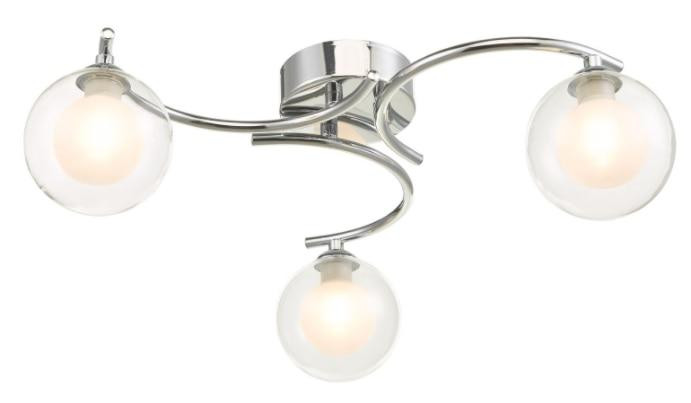 Wayne Polished Chrome and Glass IP44 Semi-Flush Ceiling Light