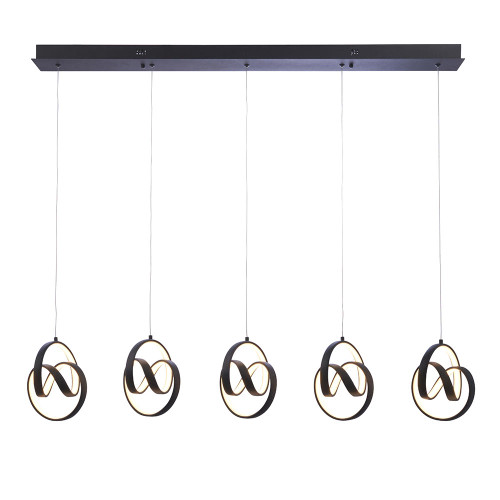 Endon Lighting Cosma 5 Light Textured Black LED Bar Pendant Light