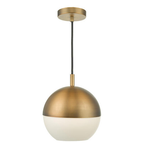 Dar Lighting Andre Aged Brass with Opal Glass Pendant Light