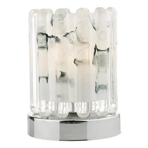 Dar Lighting Elf Polished Chrome with Marble Ribbed Glass Touch Table Lamp