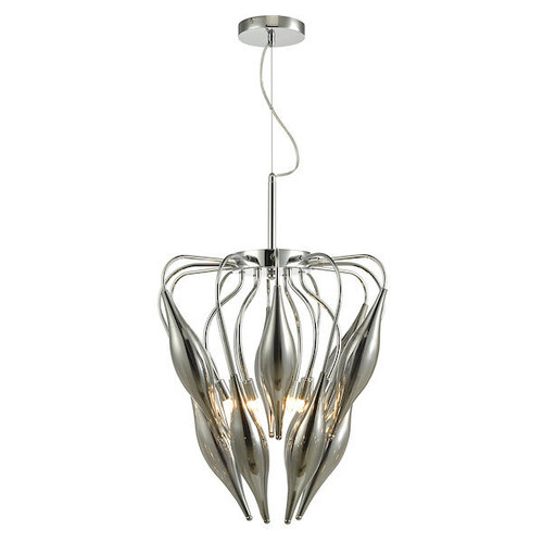 Dar Lighting Magedelena 6 Light Polished Chrome with Smoked Glass Pendant Light