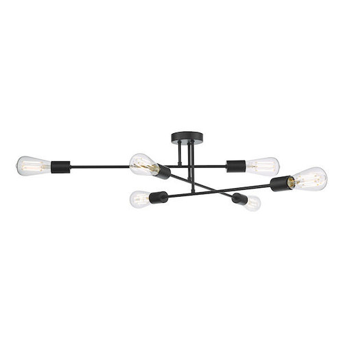 Dar Lighting Neve 6 Light Matt Black Flush Ceiling Light