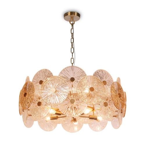 Maytoni Aster 10 Light Glass Discs with Gold Pendant Light