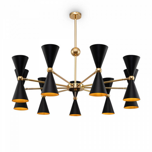 Maytoni Vesper 18 Light Gold with Black Shade and Gold Inner Pendant Light