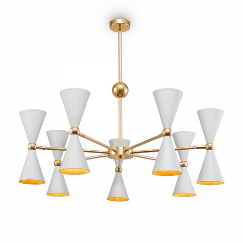 Maytoni Vesper 14 Light Gold with White Shade and Gold Inner Pendant Light