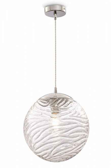 Maytoni Dunas Chrome with Clear Patterned Glass Round Pendant Light