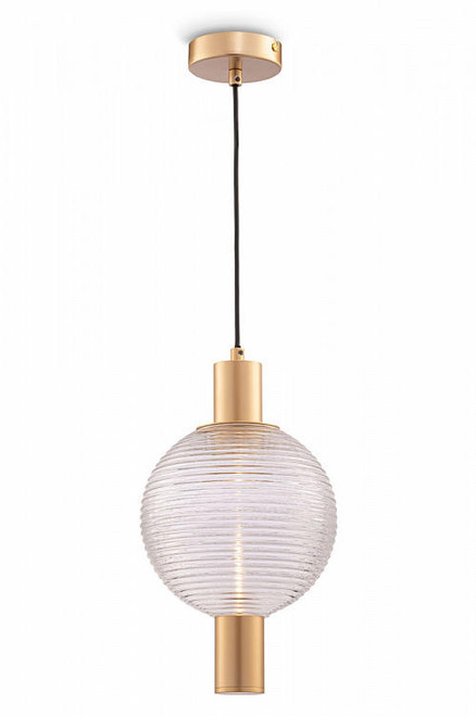 Maytoni Rueca Brass with Clear Ribbed Glass Pendant Light