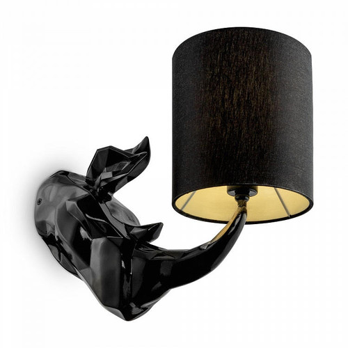 Maytoni Nashorn Black Resin with Black Fabric Shade Wall Light