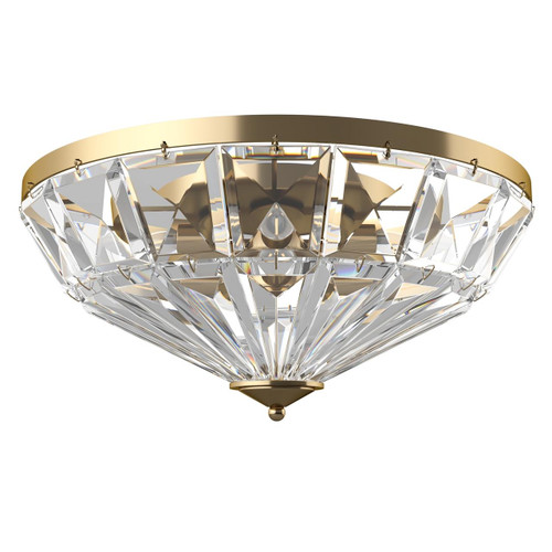 Maytoni Facet 6 Light Gold with Clear Faceted Glass Flush Ceiling Light