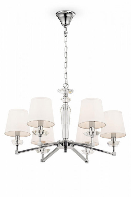 Maytoni Beira 6 Light Nickel with Clear Crystal and White Shades Pendant Light