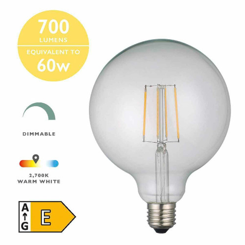 Dar Lighting 6W E27 2700K Warm White Dimmable LED Filament Large Globe Bulb