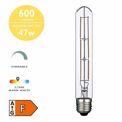 Dar Lighting 6W E27 2700K Warm White Dimmable LED Filament 18.5cm Tube Bulb