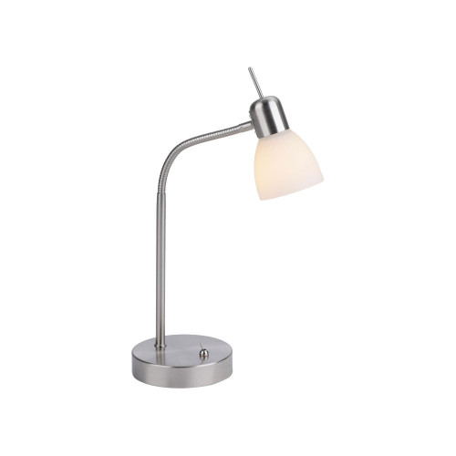 Leuchten Direkt Karo Brushed Steel with Opal Glass Adjustable Table Lamp