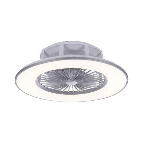 Leuchten Direkt Michael Brushed Steel with Opal Diffuser and Fan Circular Flush Ceiling Light