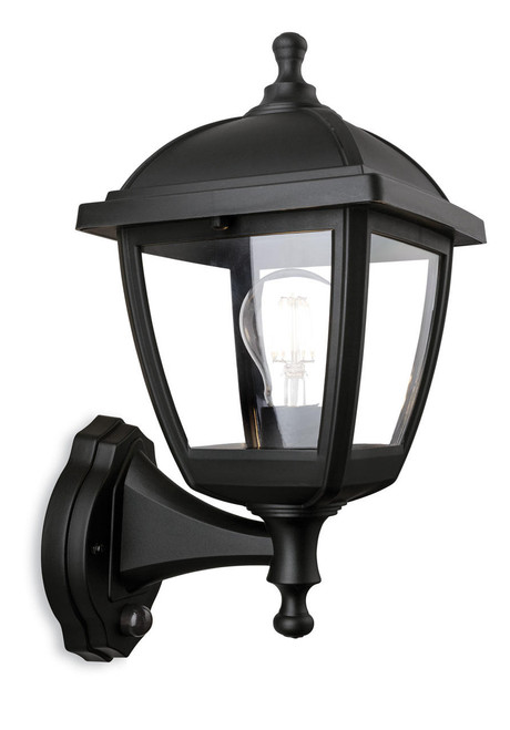 Firstlight Products Palma Black Resin With PIR Sensor Lantern Style Wall Light