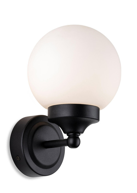 Firstlight Products Louis Black with Opal Sphere IP44 Wall Light