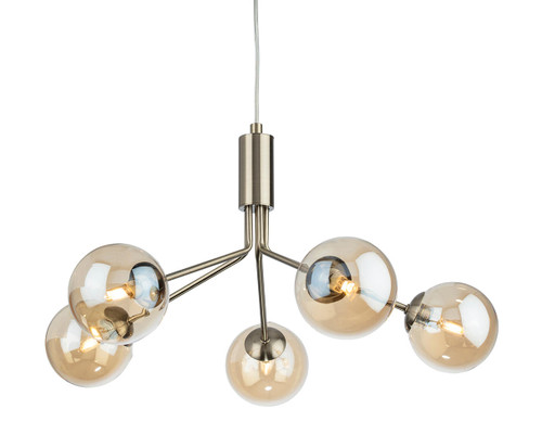 Firstlight Products Montana 5 Light Antique Brass with Amber Glass Pendant Light