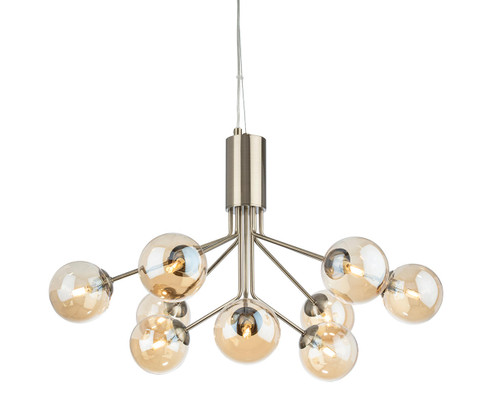 Firstlight Products Montana 9 Light Antique Brass with Amber Glass Pendant Light