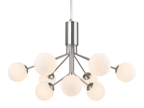 Firstlight Products Montana 9 Light Brushed Steel with Opal Glass Pendant Light