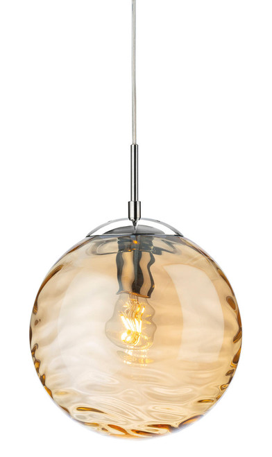 Firstlight Products Mercury Chrome with Amber Glass Pendant Light