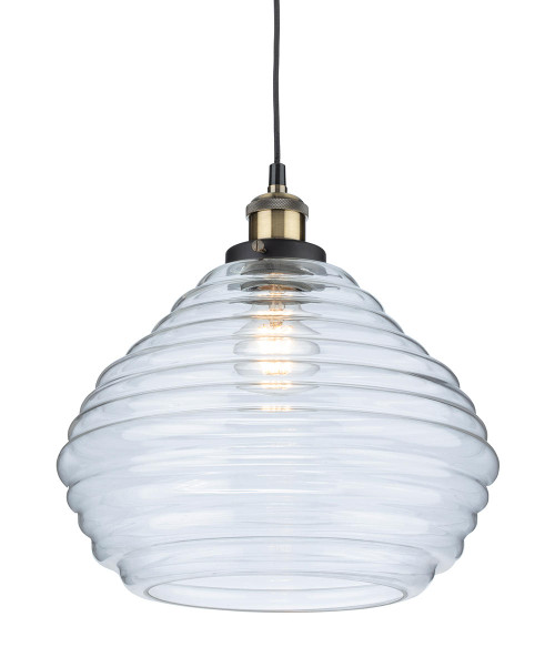 Firstlight Products Orla Antique Brass with Clear Ribbed Glass Pendant Light